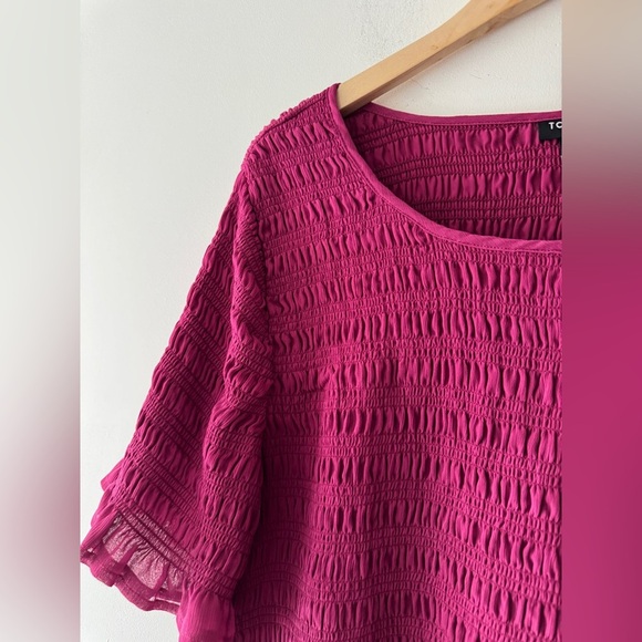Torrid Fuchsia Pink Peplum Chiffon Smocked Top - Picture 3 of 6